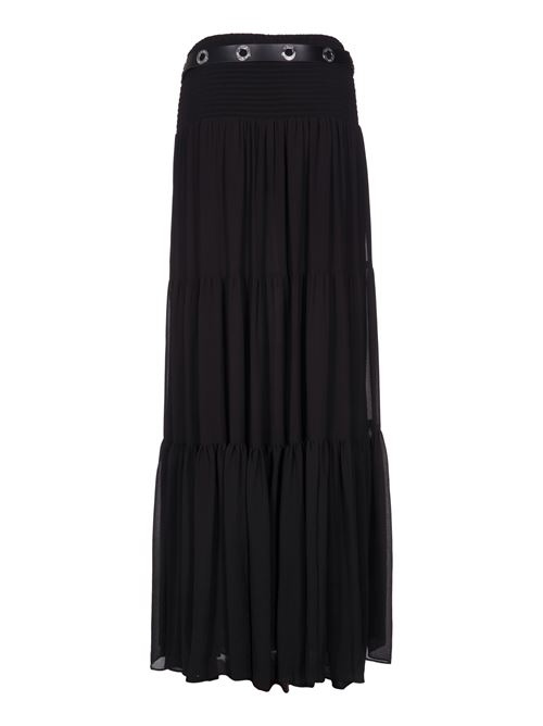 Long flounced georgette skirt with smocking MICHAEL KORS | MT470E17R3001BLACK